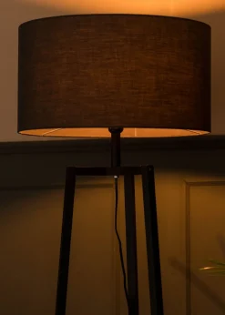 ValueLights Hiru Matte Black 3 Tier Shelf Floor Lamp Black Shade (138cm x 47.5cm x 47.5cm)