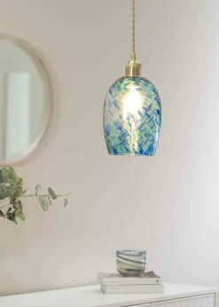 ValueLights India Glass Marble Effect Green Dome Ceiling Pendant Shade