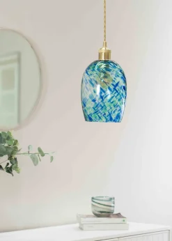 ValueLights India Glass Marble Effect Green Dome Ceiling Pendant Shade