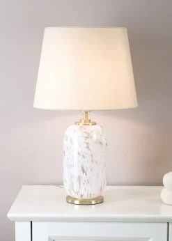 ValueLights India Painted White Table Lamp with Medium Tapered Shade