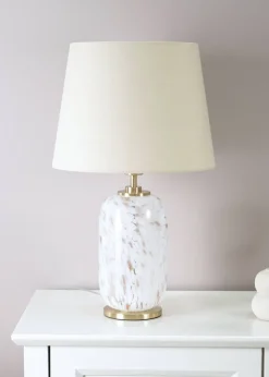 ValueLights India Painted White Table Lamp with Medium Tapered Shade