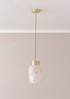 ValueLights India White Confetti Glass Shade Brushed Gold Capped Ceiling Pendant Light