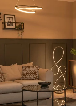 ValueLights Infinity Matt Black Loop Integrated LED Ceiling Light (100cm x 53cm)