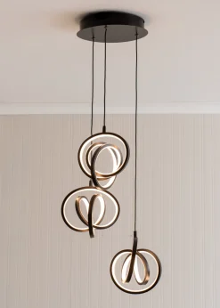ValueLights Infinity Matte Black Loop Twirl 3 Way Cluster Drop LED Ceiling Pendant Light