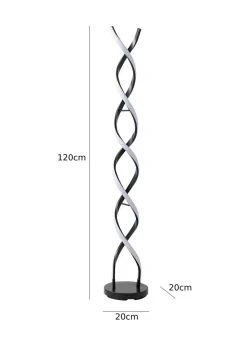 ValueLights Infinity Matt Black Double Twist Integrated LED Floor Lamp (120cm x 20cm x 20cm)