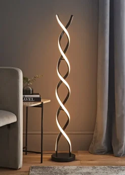 ValueLights Infinity Matt Black Double Twist Integrated LED Floor Lamp (120cm x 20cm x 20cm)