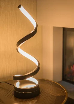 ValueLights Infinity  Matt Black Single Twist LED Table Lamp (41.5cm x 12cm x 12cm)