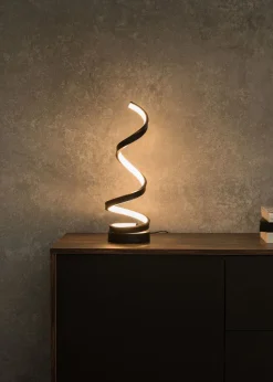 ValueLights Infinity  Matt Black Single Twist LED Table Lamp (41.5cm x 12cm x 12cm)