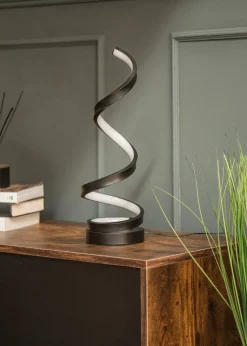 ValueLights Infinity  Matt Black Single Twist LED Table Lamp (41.5cm x 12cm x 12cm)