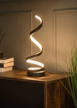 ValueLights Infinity  Matt Black Single Twist LED Table Lamp (41.5cm x 12cm x 12cm)