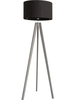 ValueLights Jackson Painted Grey Floor Lamp with Large Drum Shade
