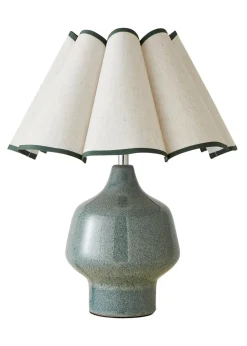 ValueLights Jamie Green Ceramic Table Lamp (43cm x 36cm x 36cm)