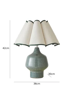ValueLights Jamie Green Ceramic Table Lamp (43cm x 36cm x 36cm)
