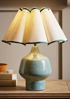 ValueLights Jamie Green Ceramic Table Lamp (43cm x 36cm x 36cm)