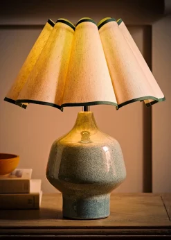 ValueLights Jamie Green Ceramic Table Lamp (43cm x 36cm x 36cm)