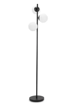 ValueLights Jas  Black Floor Lamp with White Globe Shade (159cm x 35cm x 25cm)