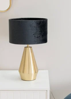 ValueLights Jax Dimmable Antique Brass Table Lamp with Small Drum Shade