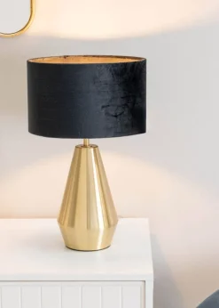 ValueLights Jax Dimmable Antique Brass Table Lamp with Small Drum Shade