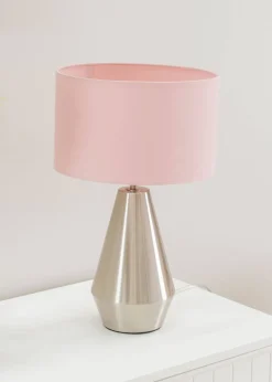 ValueLights Jax Dimmable Plated Silver Table Lamp with Small Drum Shade