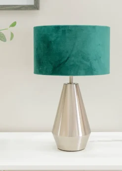 ValueLights Jax Dimmable Plated Silver Table Lamp with Drum Shade