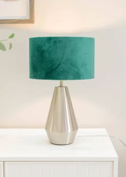 ValueLights Jax Dimmable Plated Silver Table Lamp with Drum Shade