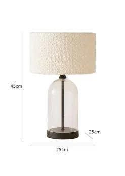 ValueLights Jessy Black Glass Table Lamp Cream Boucle Shade (41cm x 25cm)