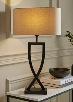 ValueLights Katniss Black Metal Table Lamp (63cm x 21.5cm x 36cm)