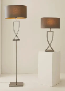 ValueLights Katniss Brushed Chrome Floor Lamp (145.5cm x 40cm x 25cm)