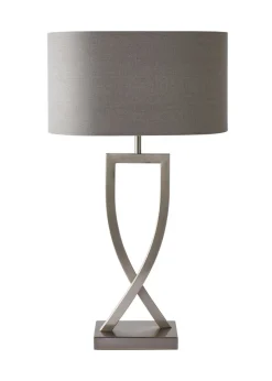 ValueLights Katniss Brushed Chrome Table Lamp (63cm x 36cm x 21cm)