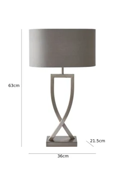 ValueLights Katniss Brushed Chrome Table Lamp (63cm x 36cm x 21cm)