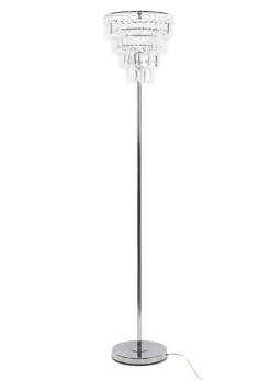 ValueLights Kelsks Chrome Floor Lamp with White Tiered Shade (150.5cm x 30cm x 30cm)