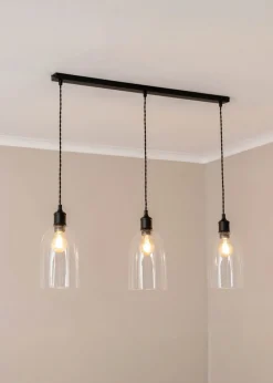 ValueLights Kira Glass Cloche Dome 3 Drop Bar Diner Ceiling Pendant Light