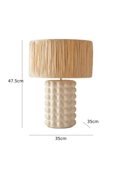 ValueLights Kiran Gloss Cream Table Lamp with Natural Drum Shade