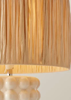 ValueLights Kiran Gloss Cream Table Lamp with Natural Drum Shade