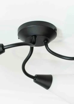 ValueLights Kristina  Black Semi-Flush Light with White Uplighter Shade (16.5cm x 44cm x 44cm)