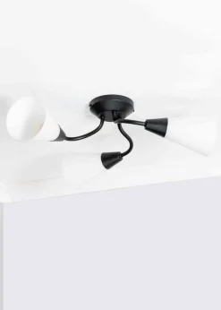 ValueLights Kristina  Black Semi-Flush Light with White Uplighter Shade (16.5cm x 44cm x 44cm)