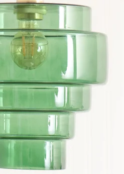 ValueLights Lane Green Glass 5 Tier Layered Easy Fit Ceiling Pendant Lamp Shade