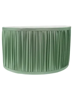ValueLights Large Jess Fabric Faux Silk Green Drum Ceiling Pendant Shade