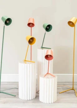 ValueLights Lark  Green Table Lamp with Green Tapered Shade (41cm x 18.5cm x 15cm)