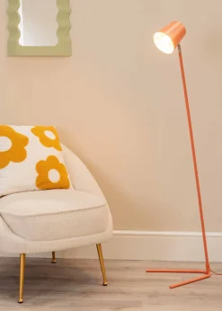 ValueLights Lark Pink Floor Lamp with Medium Pink Tapered Shade