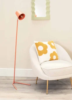 ValueLights Lark Pink Floor Lamp with Medium Pink Tapered Shade