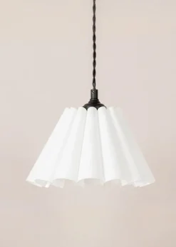 ValueLights Lauren White Pleated Shade 3 Drop Bar Matte Black Diner Ceiling Pendant Light