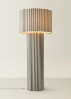 ValueLights Lenny Drum Lamp Shade Colour Drench Ribbed Fabric Midi Floor Lamp