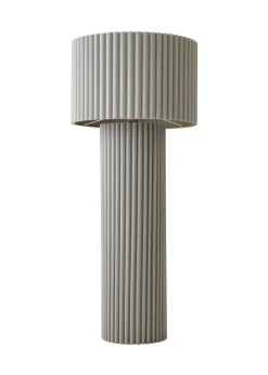 ValueLights Lenny Drum Lamp Shade Colour Drench Ribbed Fabric Midi Floor Lamp