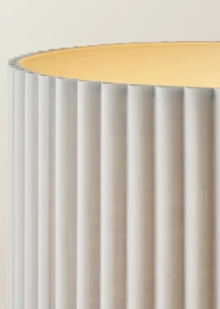 ValueLights Lenny Drum Lamp Shade Colour Drench Ribbed Fabric Midi Floor Lamp