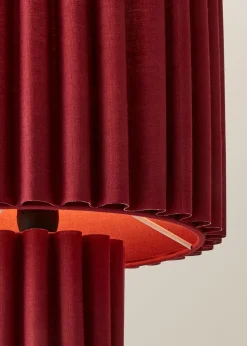 ValueLights Lenny Drum Lamp Shade Colour Drench Ribbed Full Fabric Table Lamp