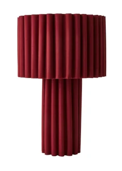 ValueLights Lenny Drum Lamp Shade Colour Drench Ribbed Full Fabric Table Lamp