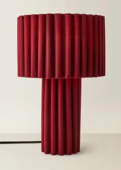 ValueLights Lenny Drum Lamp Shade Colour Drench Ribbed Full Fabric Table Lamp
