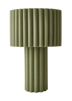 ValueLights Lenny Drum Lamp Shade Colour Drench Ribbed Full Fabric Table Lamp