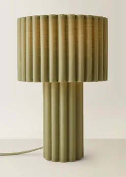 ValueLights Lenny Drum Lamp Shade Colour Drench Ribbed Full Fabric Table Lamp